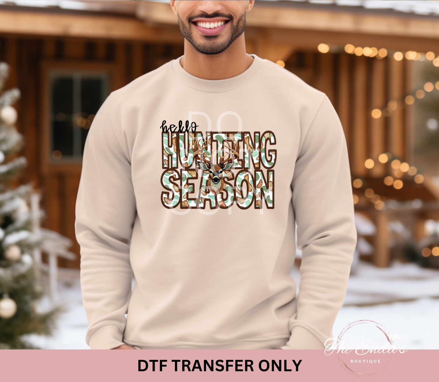 Faux Embroidery Hello Hunting Season DTF Transfer