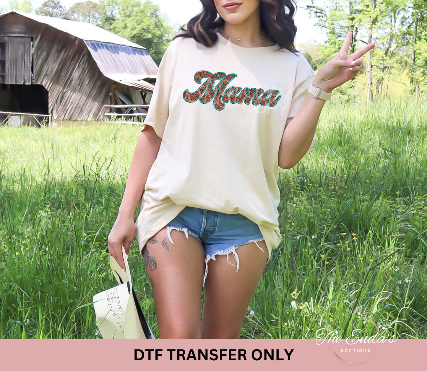 Aztec Turquoise Gemstone Mama DTF Transfer
