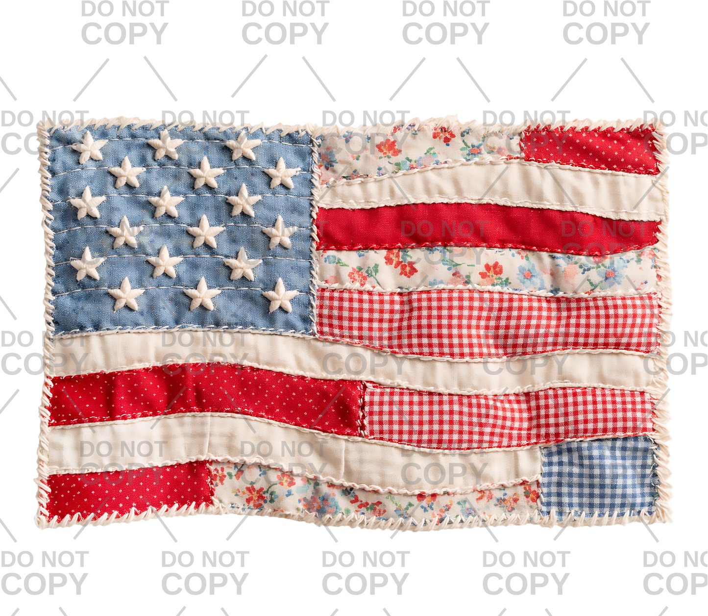 Patchwork American Flag DTF Transfer