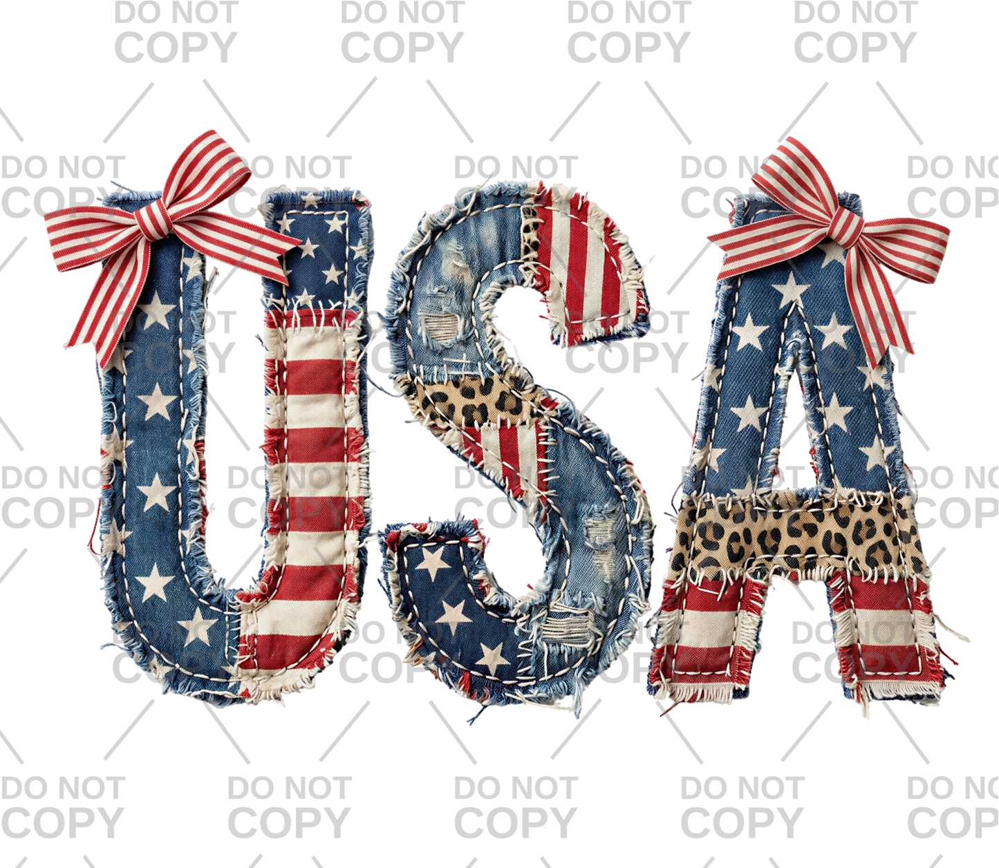 USA Denim Patchwork DTF Transfer