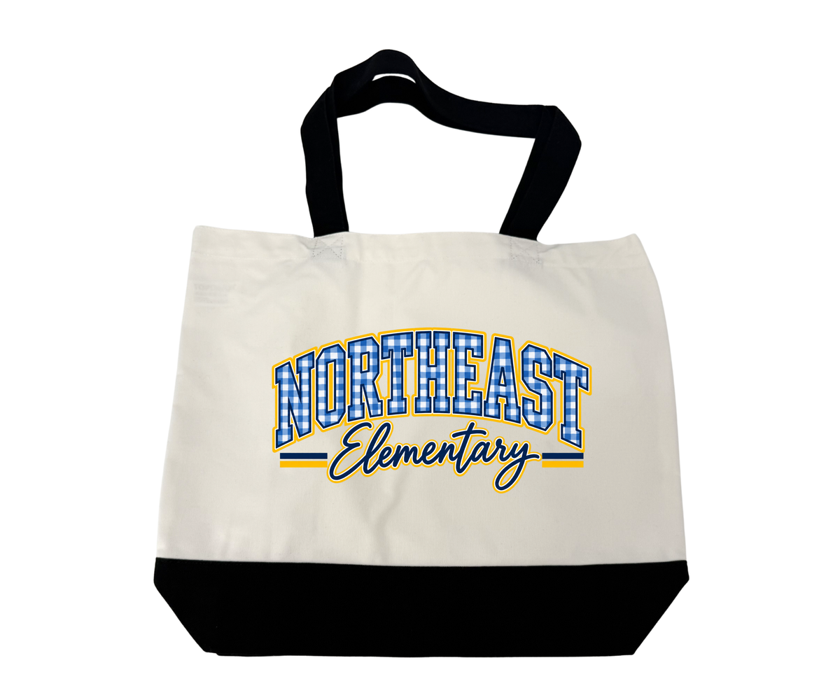 Northeast Elementary | NEES-8 | Northeast Gingham 18.5" x 15" Super Strong Large 12oz Cotton Canvas Tote Bag