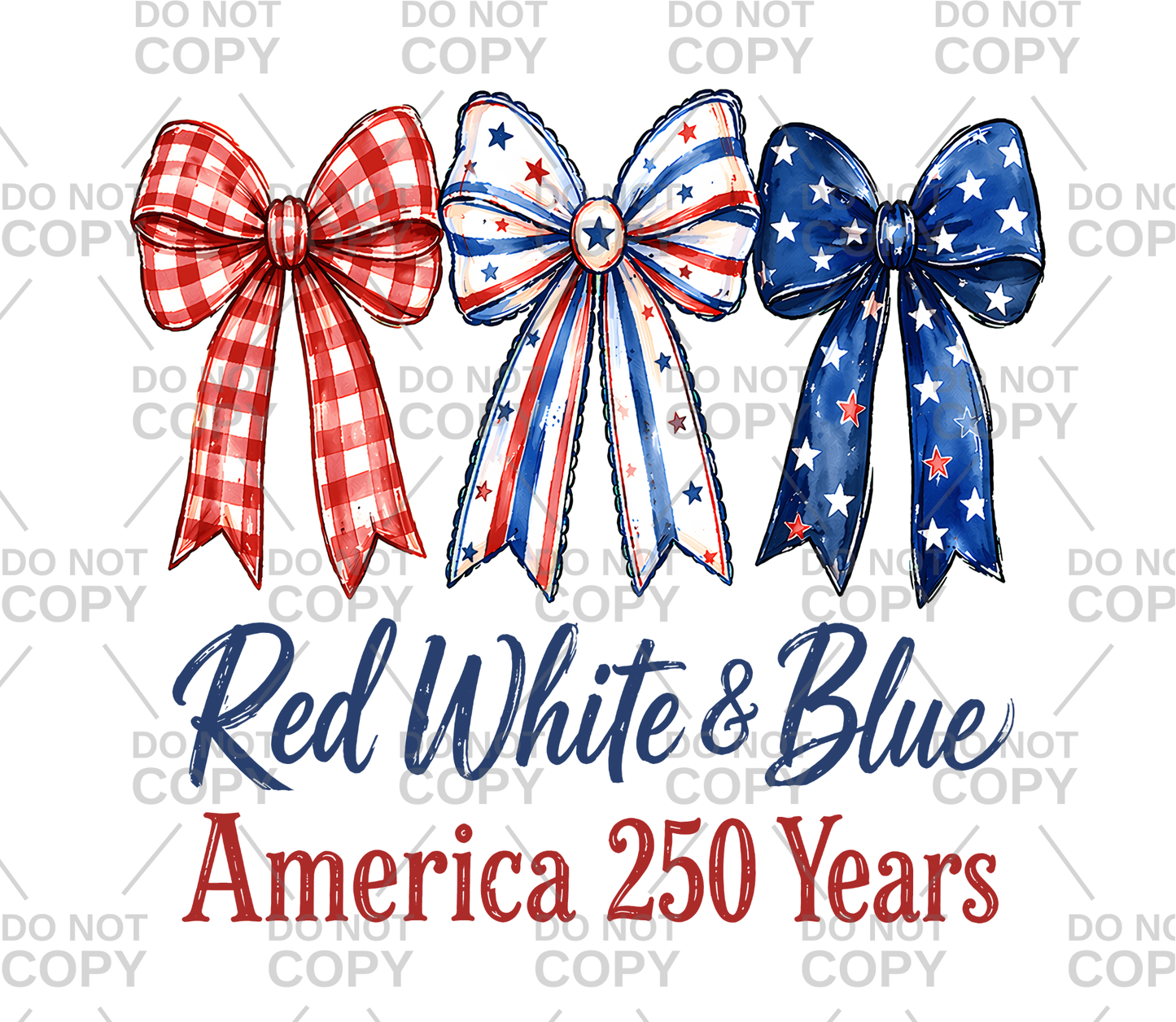 Red White & Blue America 250 Years Trio Bows DTF Transfer