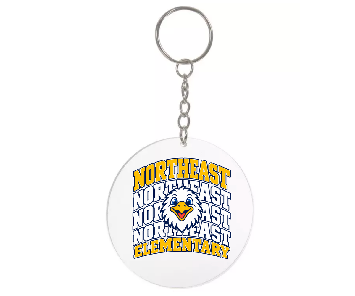 Northeast Elementary | NEES-5 | Eagle Stacked Round Acrylic Keychain