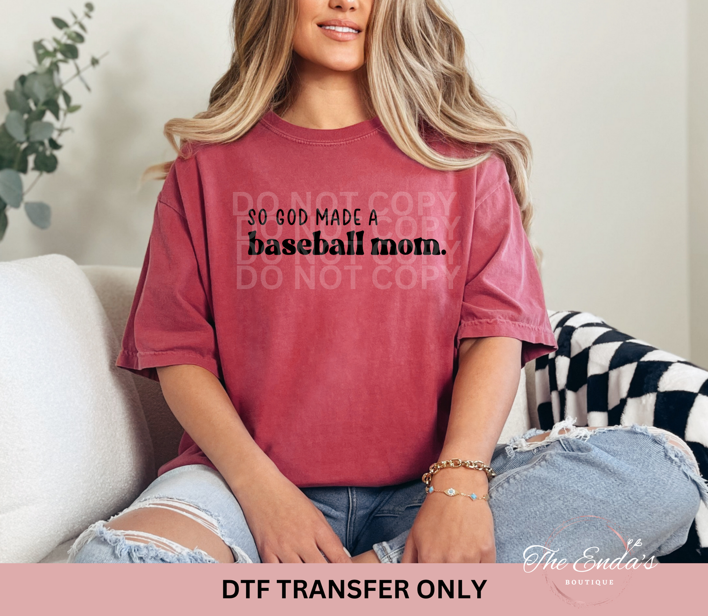 So God Made A Baseball Mom DTF Transfer