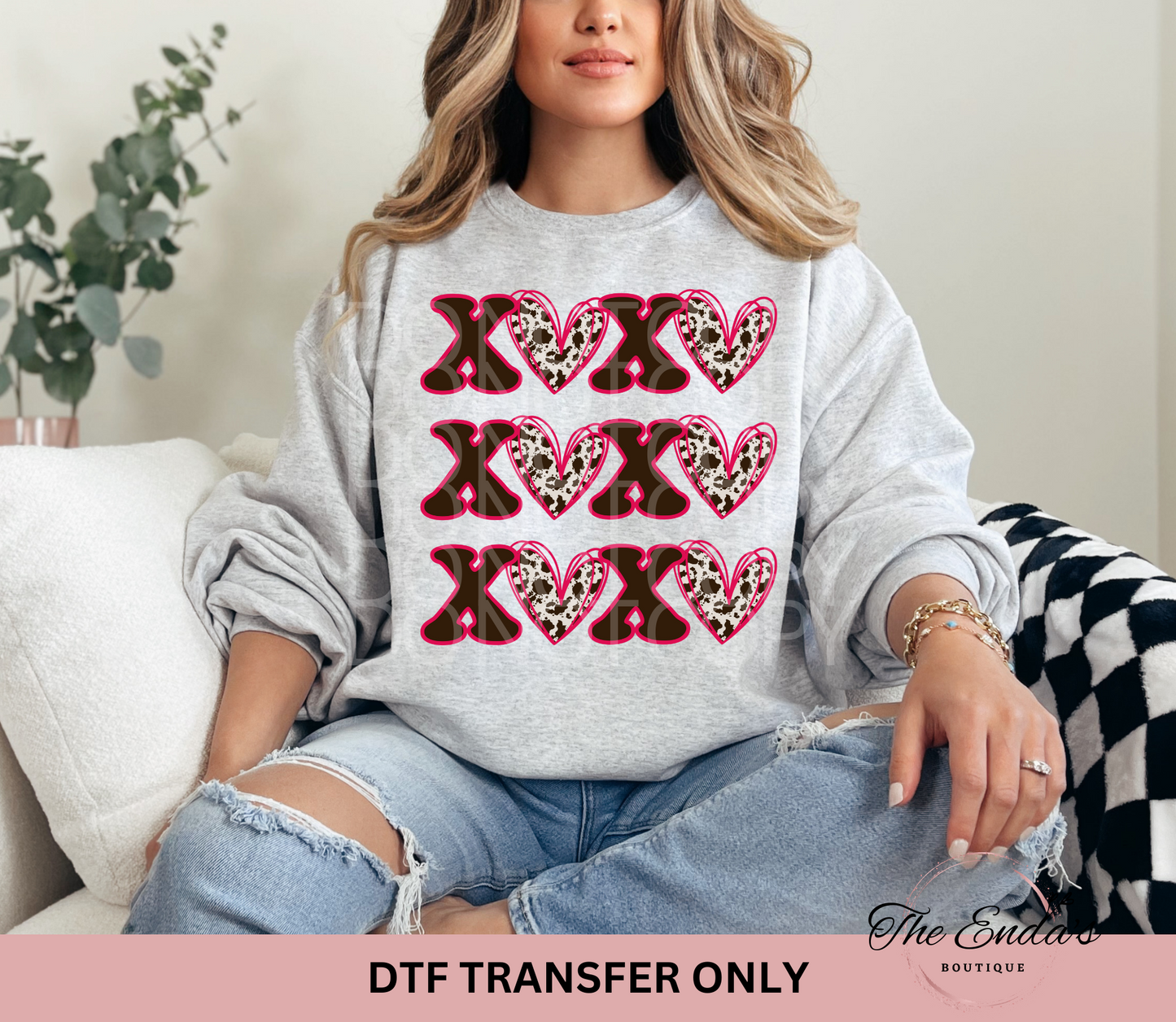 Cow Heart XOXO DTF Transfer