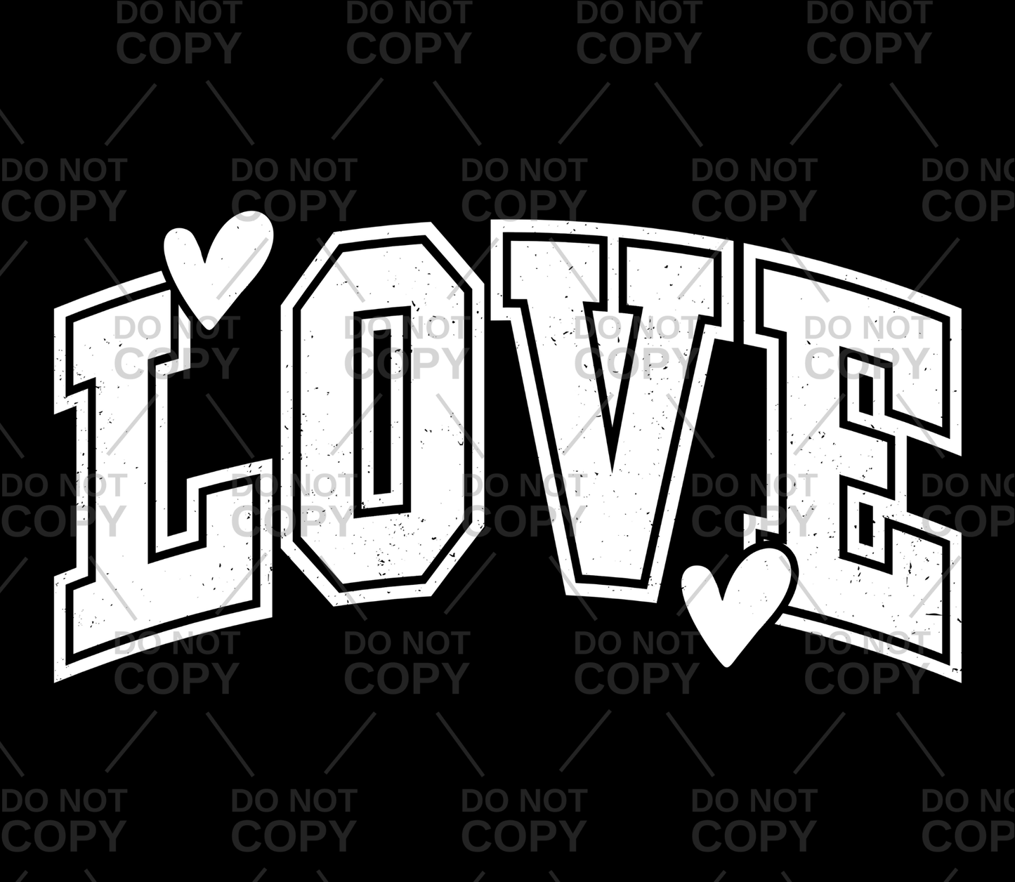 Distressed Varsity Love Hearts DTF Transfer