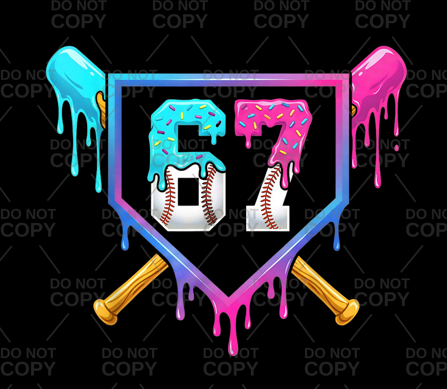 67 Ice Cream Drip Baseball DTF Transfer