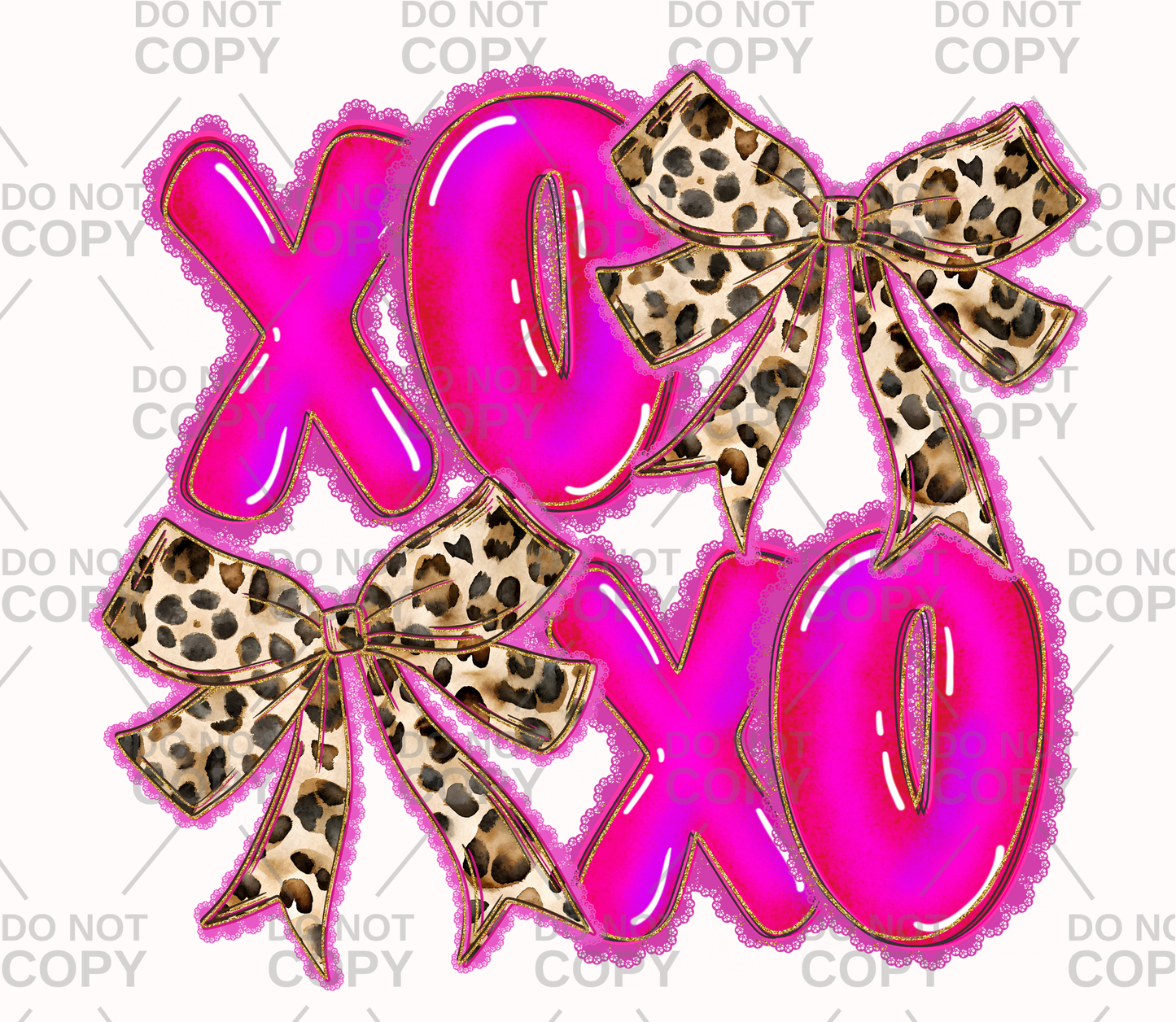 Pink Leopard Bow XOXO DTF Transfer
