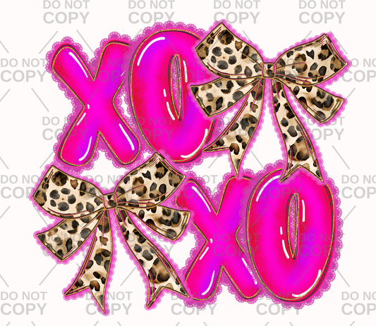 Pink Leopard Bow XOXO DTF Transfer