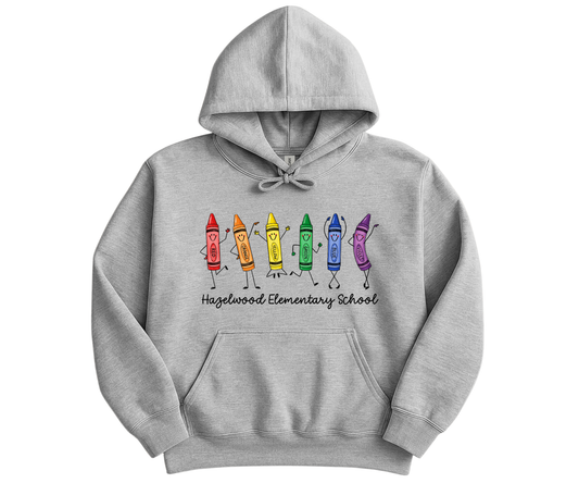 Hazelwood Elementary | HES-12 | Dancing Crayons Hazelwood Elementary School Hoodie