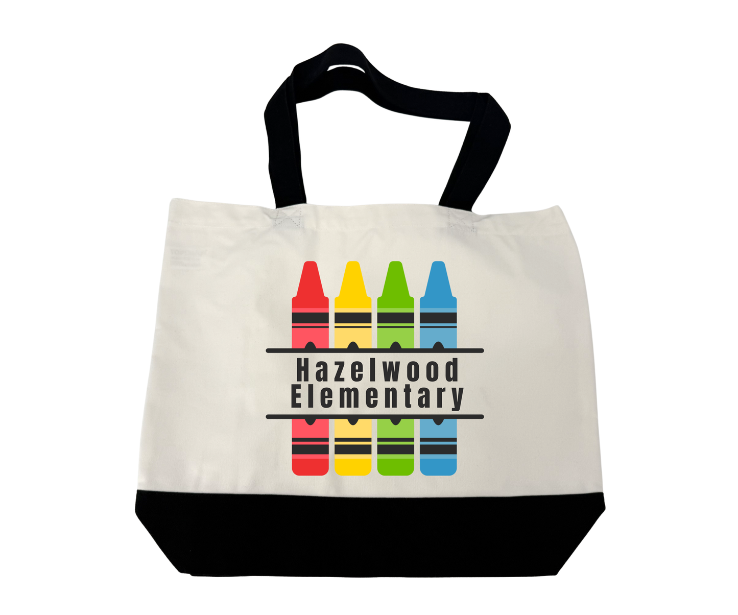Hazelwood Elementary | HES-11 | Split Crayon Hazelwood Elementary 18.5" x 15" Super Strong Large 12oz Cotton Canvas Tote Bag