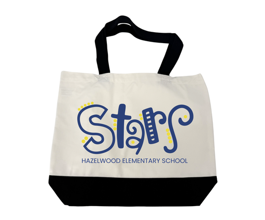 Hazelwood Elementary | HES-2 | Stars Doodle 18.5" x 15" Super Strong Large 12oz Cotton Canvas Tote Bag