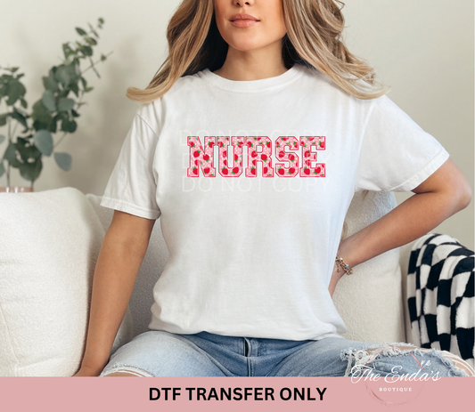 Nurse Strawberry Floral DTF Transfer