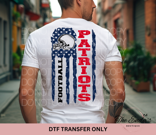 Patriots Flag DTF Transfer **AVAILABLE IN FULL COLOR AND BLACK**