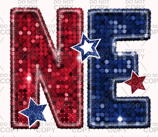 NE Faux Sequin Embroidery DTF Transfer