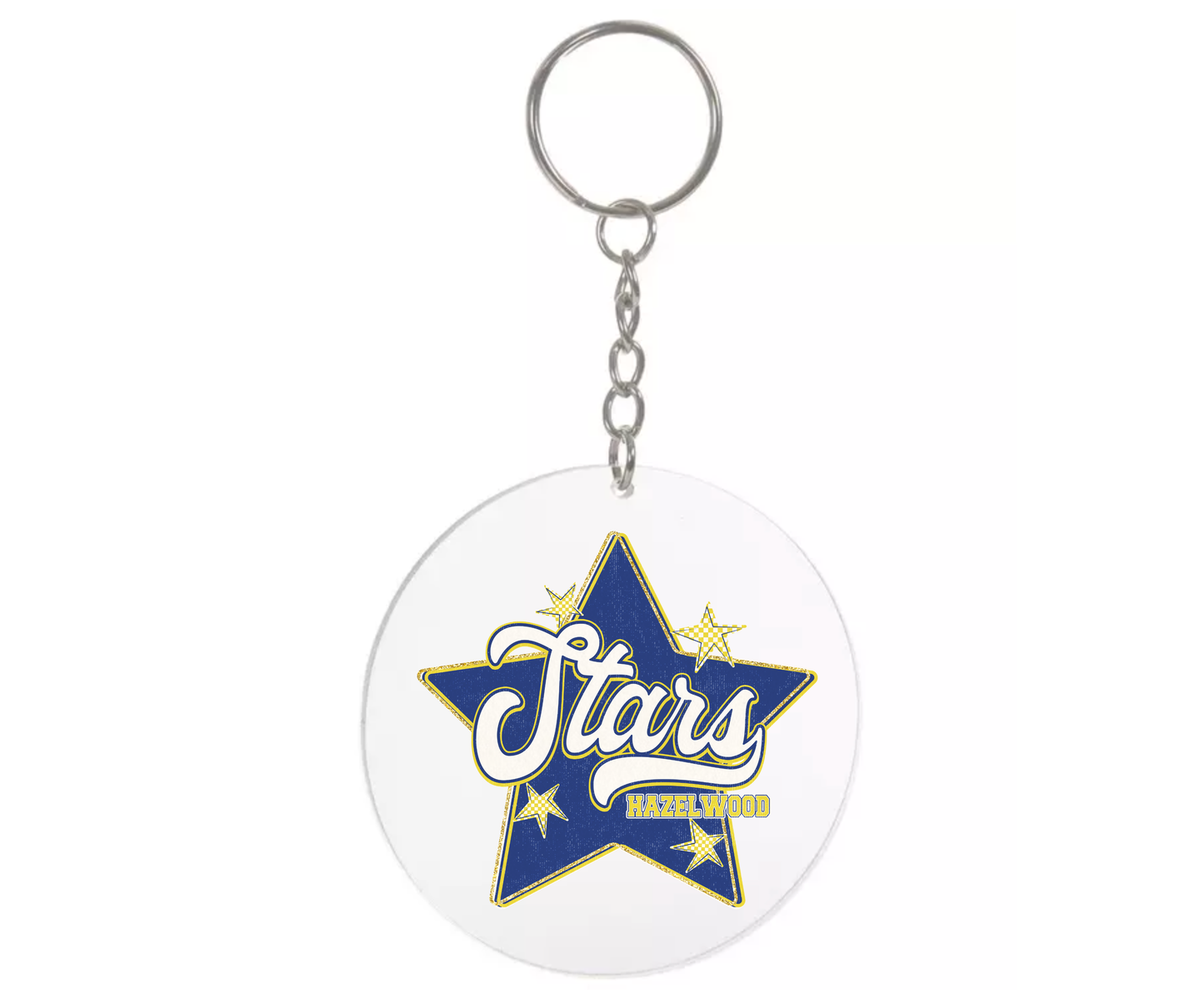 Hazelwood Elementary | HES-14 | Classic Varsity Stars Hazelwood Round Acrylic Keychain