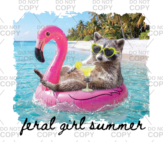 Raccoon Feral Girl Summer DTF Transfer