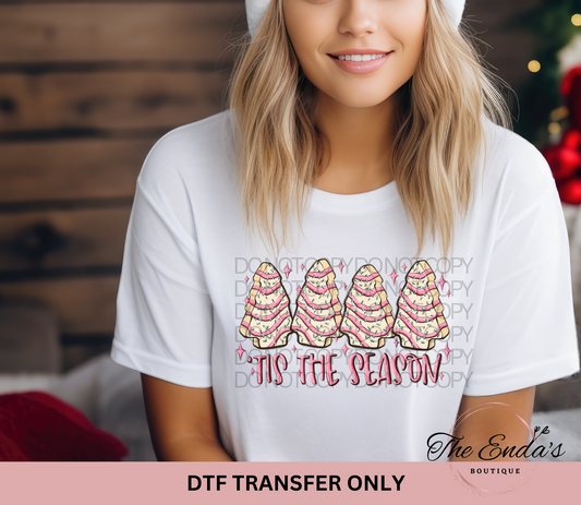 Pink Christmas Tree Cakes Tis The Season DTF Transfer