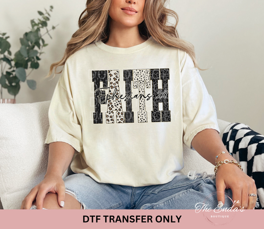 Leopard Bible Faith Ephesians 2:8 DTF Transfer