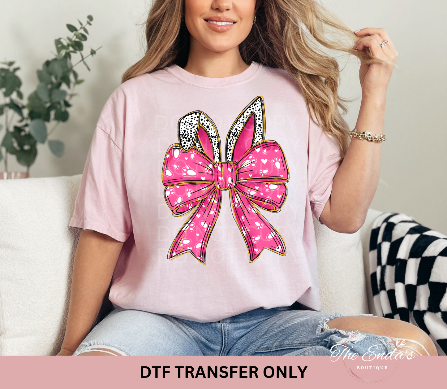 Easter Bunny Ears Bow DTF Transfer