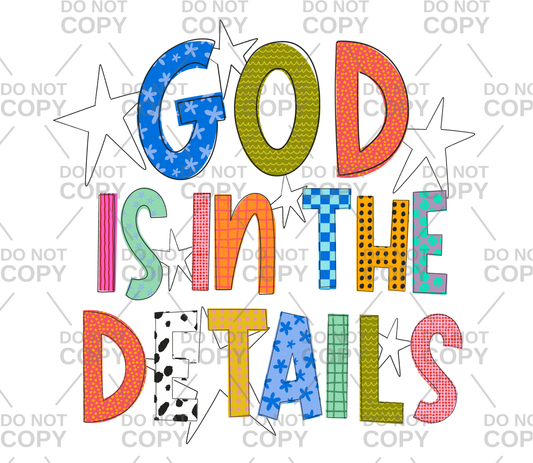 God Is In The Details DTF Transfer **stars are transparent**