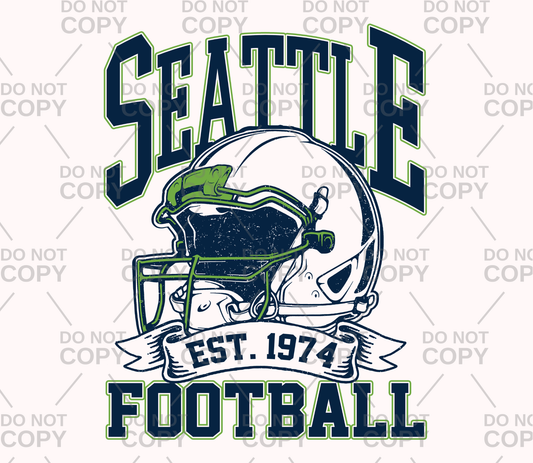 Seattle Football Distressed Helmet DTF Transfer