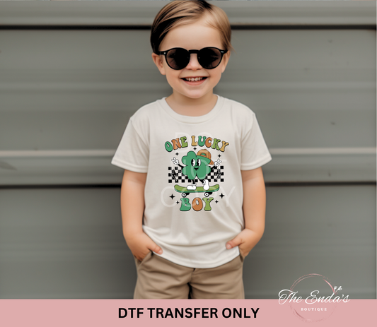 One Lucky Boy Shamrock DTF Transfer