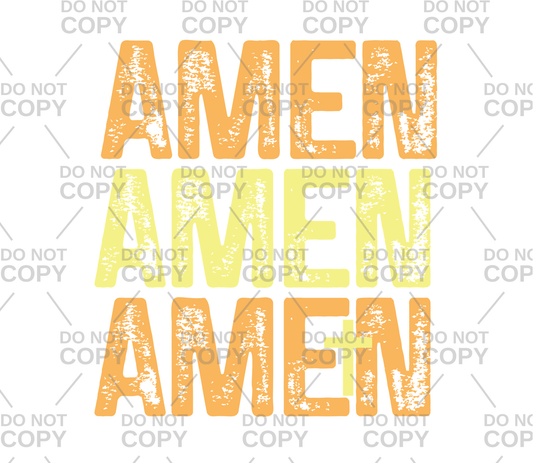 Distressed Stacked Amen Orange/Yellow DTF Transfer