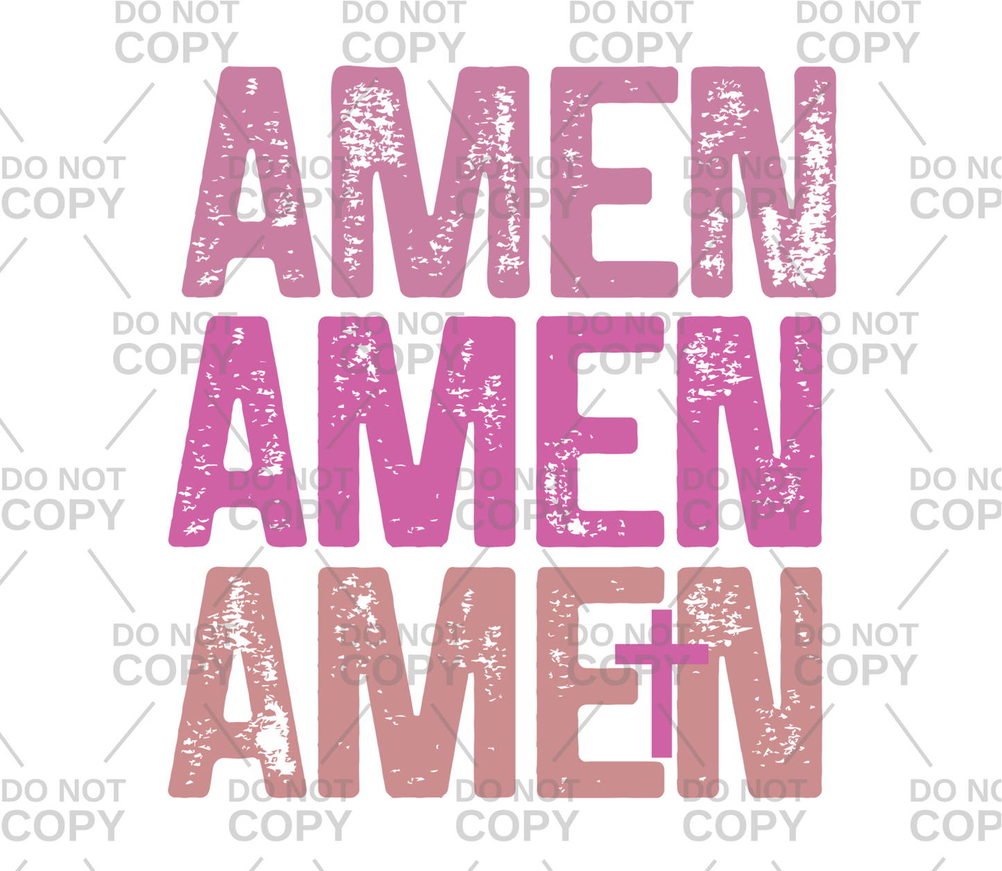 Distressed Stacked Amen DTF Transfer