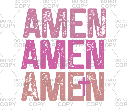 Distressed Stacked Amen DTF Transfer