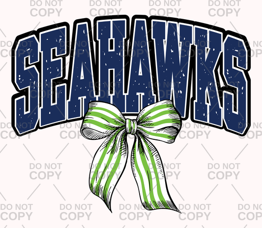 Navy Seahawks Striped Coquette DTF Transfer