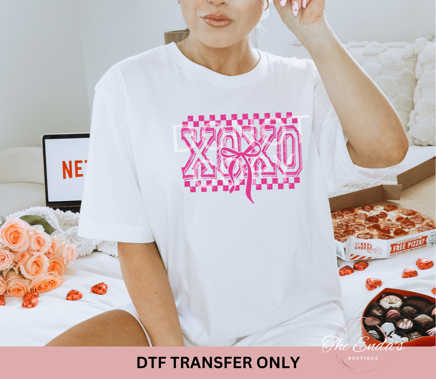 Checkered XOXO Bow DTF Transfer **AVAILABLE IN DIFFERENT COLORS**