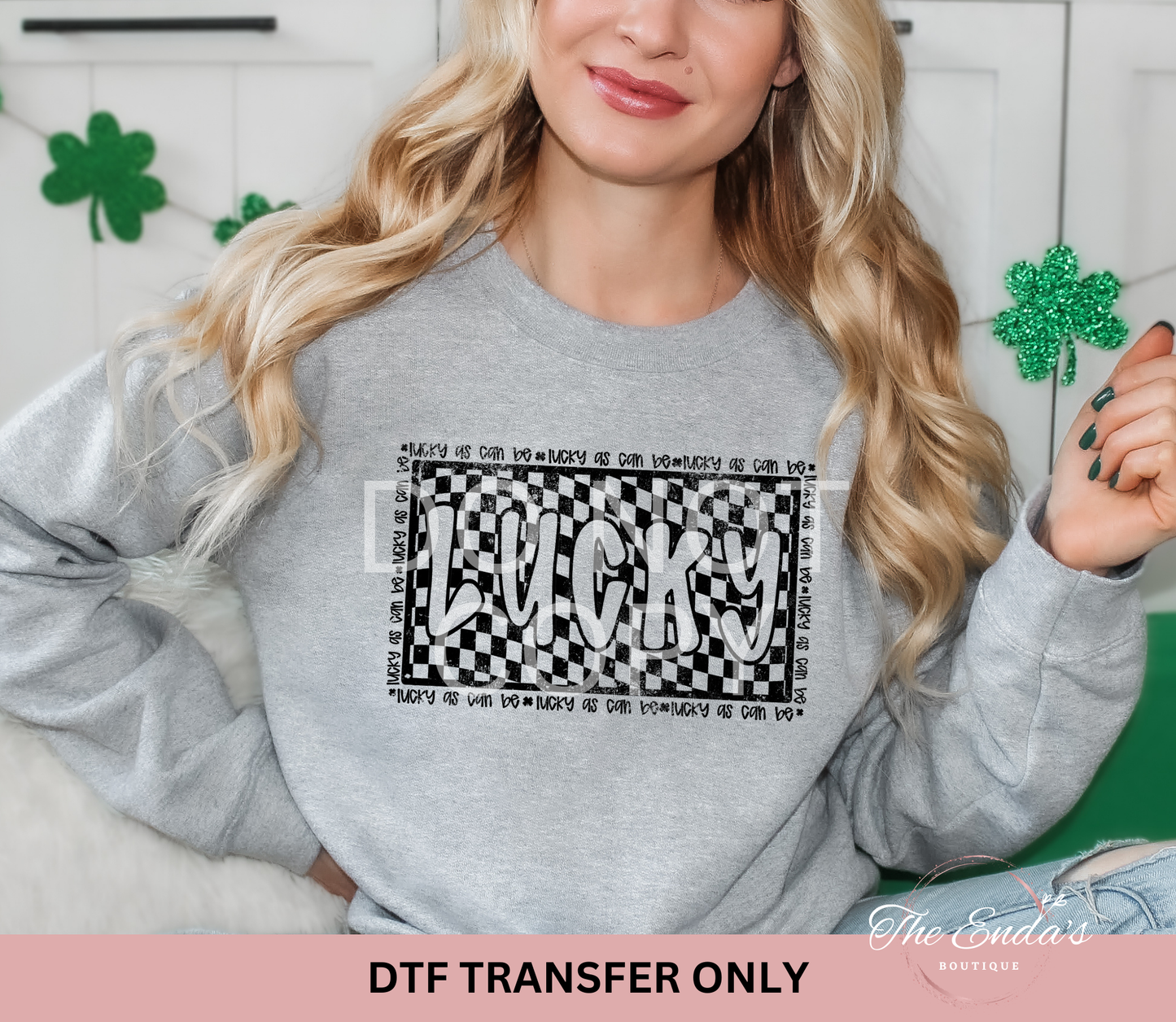 Checkered Lucky As You Can Be DTF Transfer *Available In Different Colors*