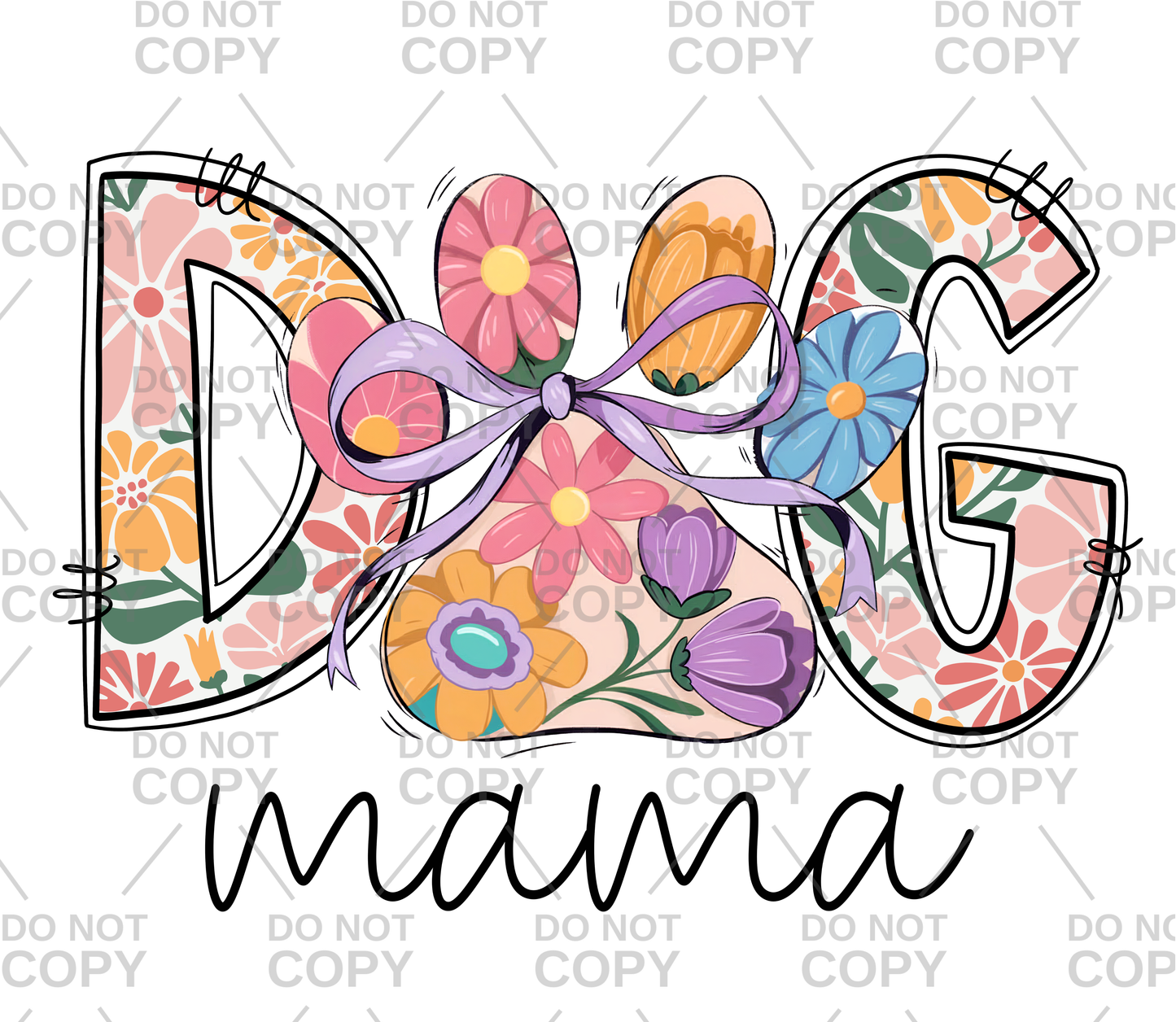 Floral Dog Mama DTF Transfer