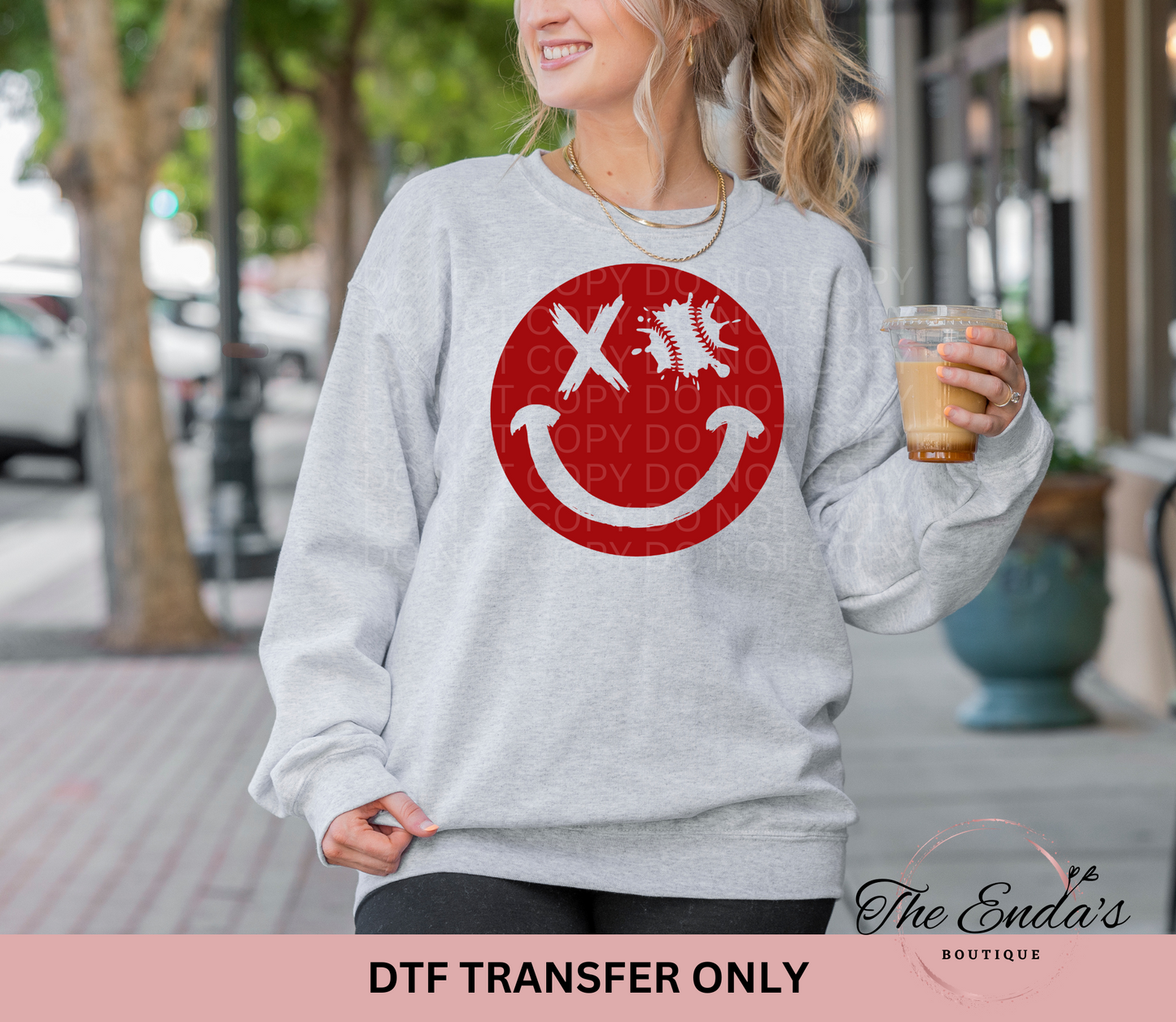 Baseball Smiley DTF Transfer