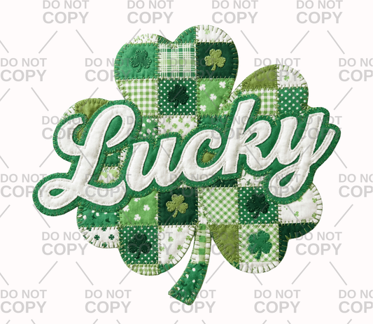 Lucky Shamrock Patchwork DTF Transfer