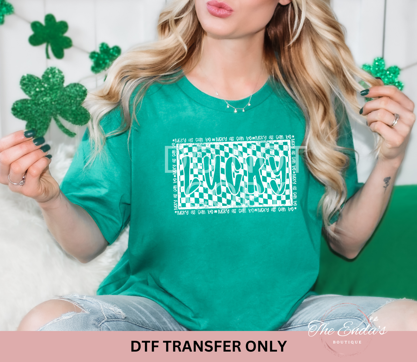 Checkered Lucky As You Can Be DTF Transfer *Available In Different Colors*