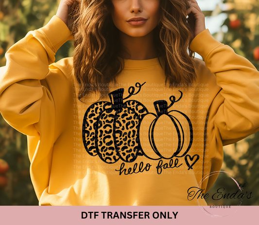 Hello Fall Cheetah Pumpkins DTF Transfer