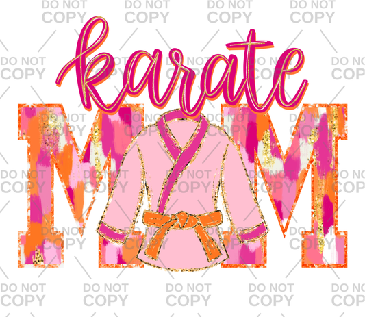 Faux Gold Glitter Karate Mom DTF Transfer