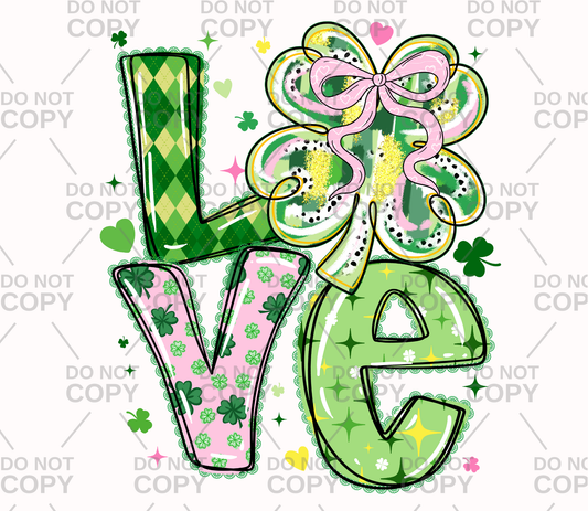 Love Shamrock Coquette DTF Transfer