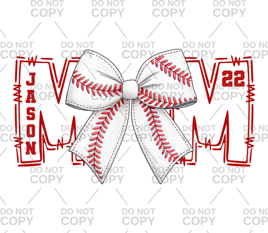 Personalized Baseball Mom Bow DTF Transfer