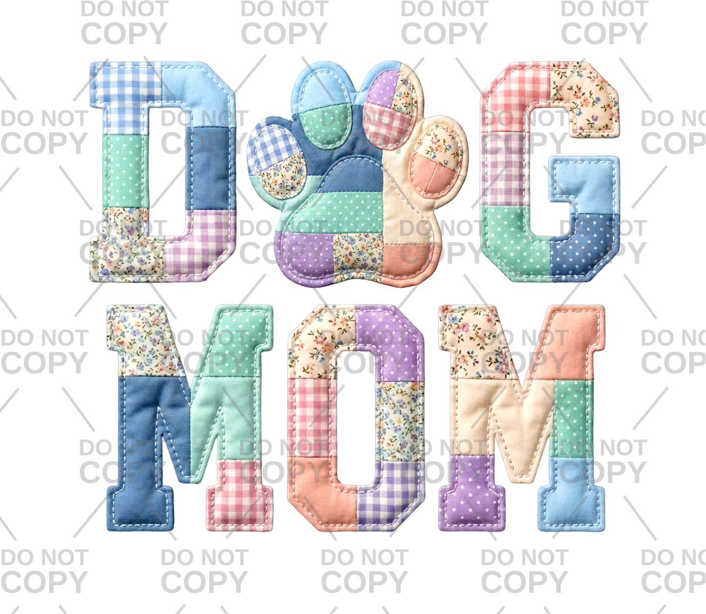 Patchwork Dog Mom DTF Transfer