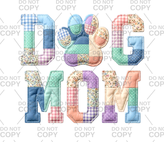 Patchwork Dog Mom DTF Transfer