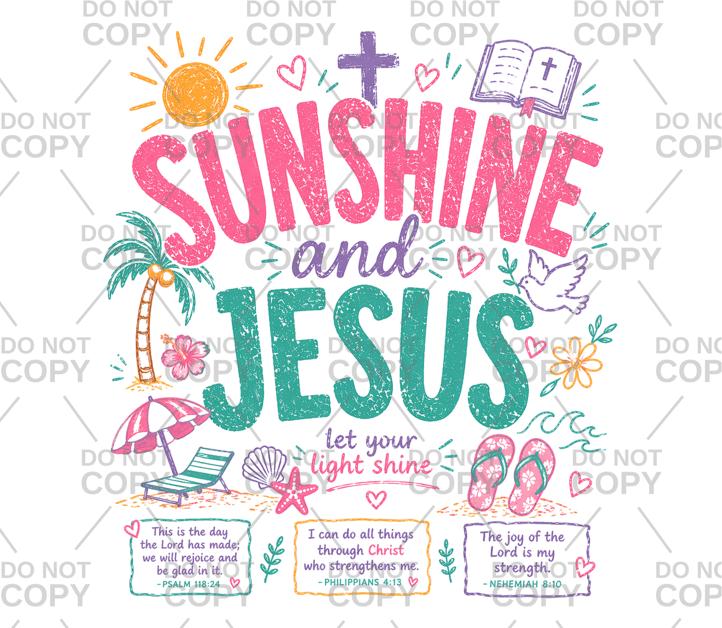 Sunshine and Jesus DTF Transfer