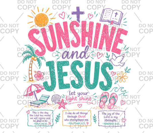 Sunshine and Jesus DTF Transfer
