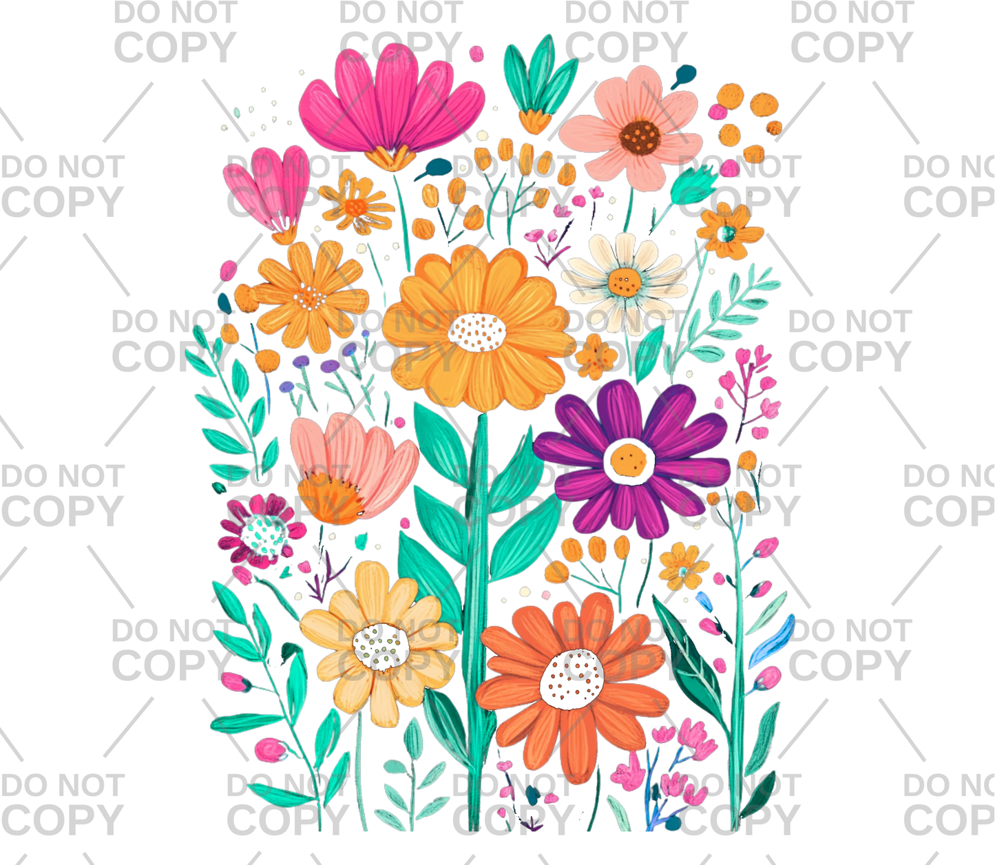 Colorful Wildflowers DTF Transfer