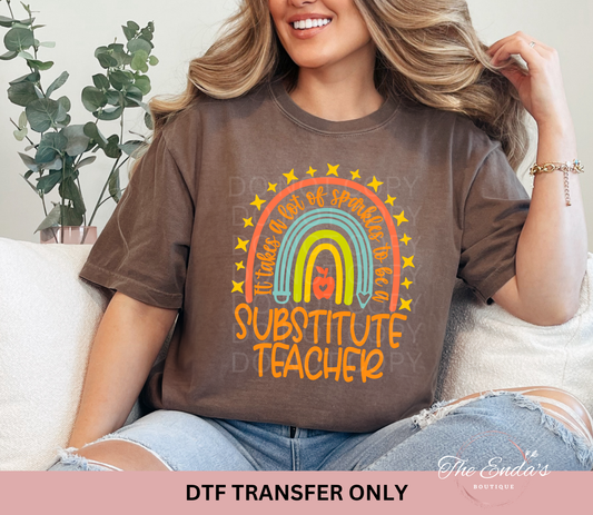 Substitute Teacher Rainbow DTF Transfer
