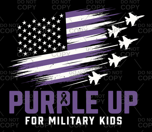 Purple Up For Military Kids Planes DTF Transfer