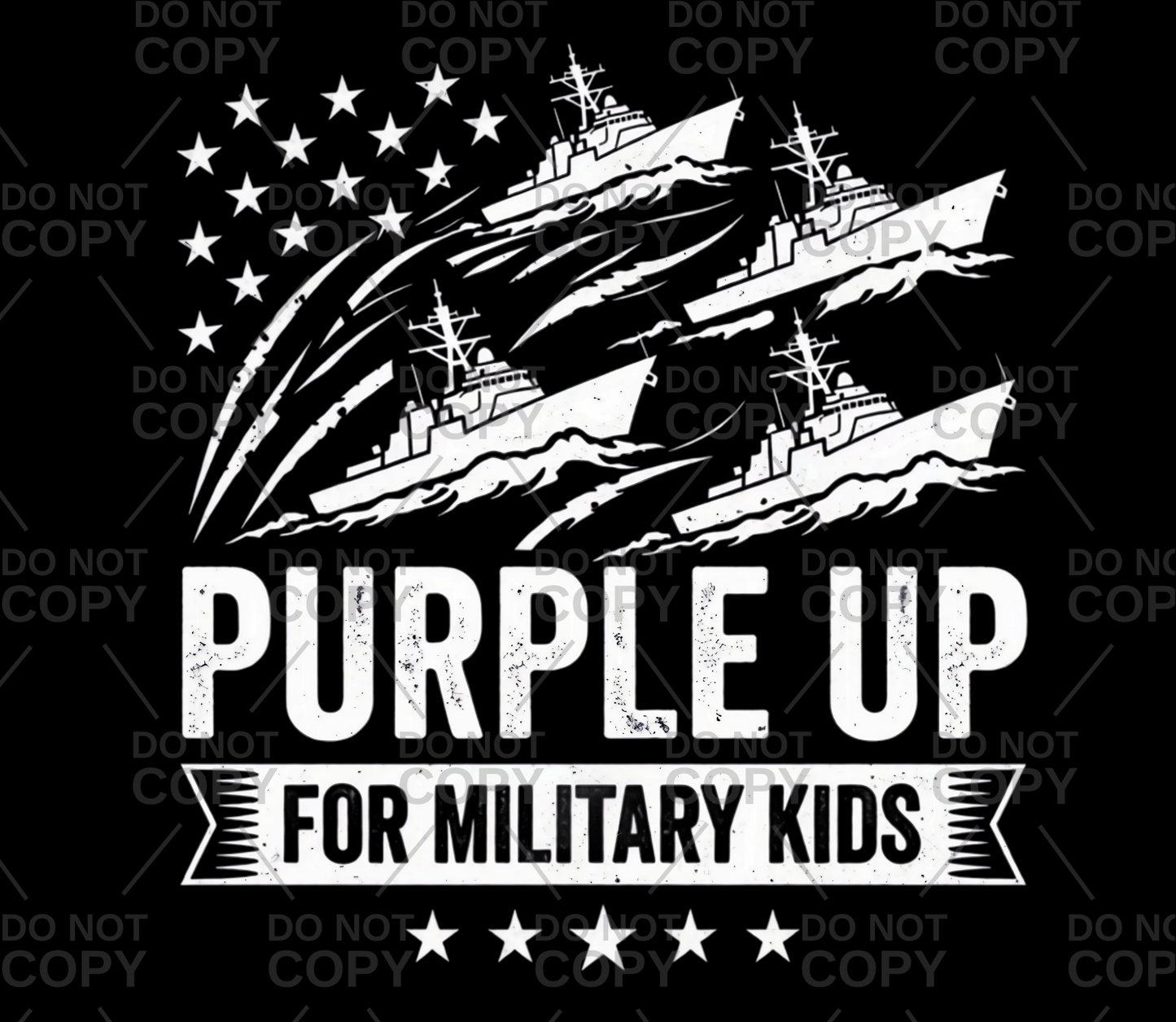 Purple Up For Military Kids Ships DTF Transfer