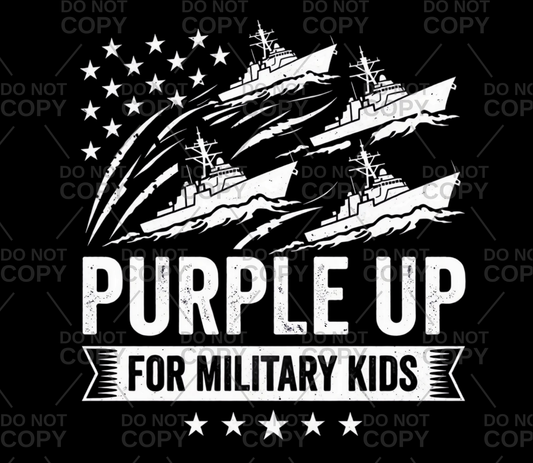 Purple Up For Military Kids Ships DTF Transfer